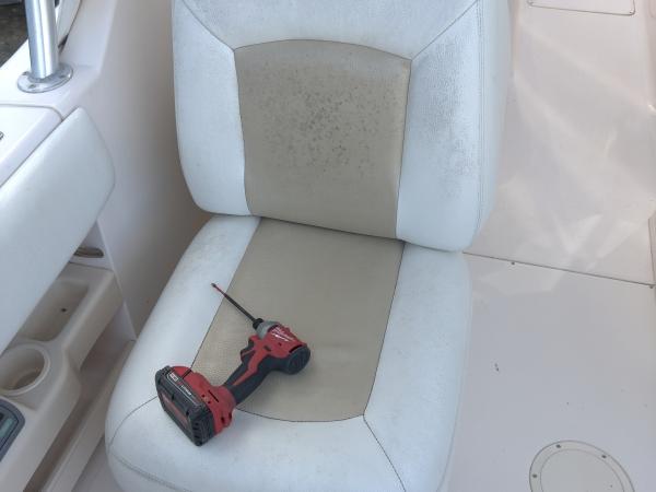 Grady-White dual console seat reupholstery — before, photo 18 of 19