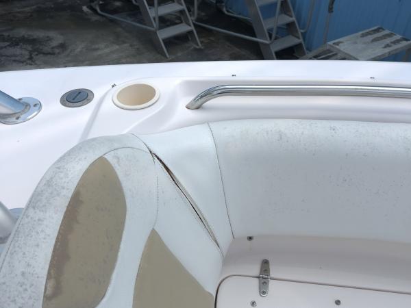Grady-White dual console seat reupholstery — before, photo 12 of 19